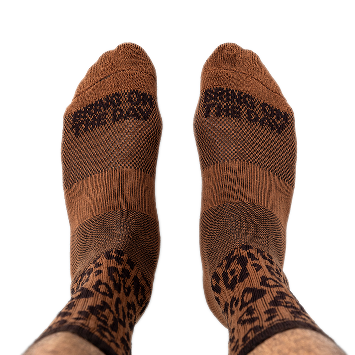 Cheetah "Bring on the Day" Goat Socks