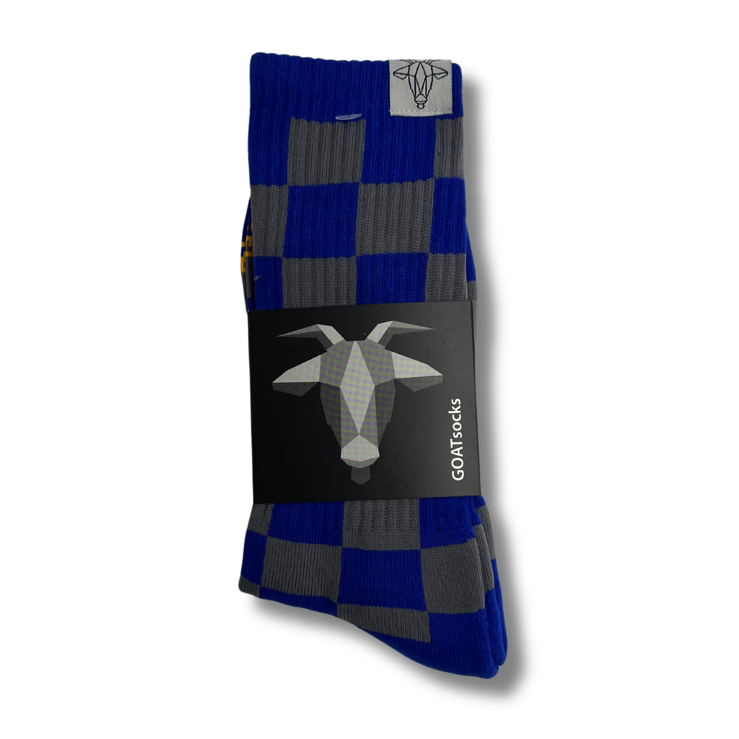 Blue Grey Checkered GOAT Socks